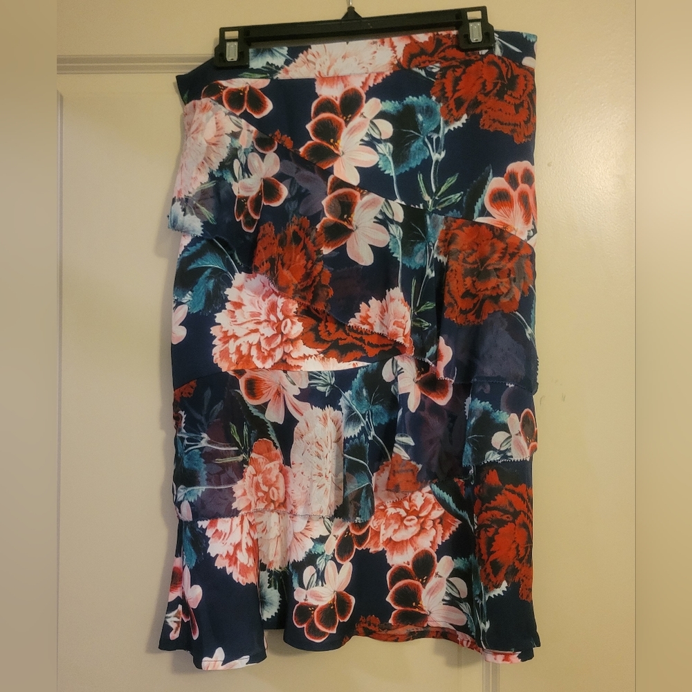 Bebe Floral Ruffle Faux Wrap Dress Size 12